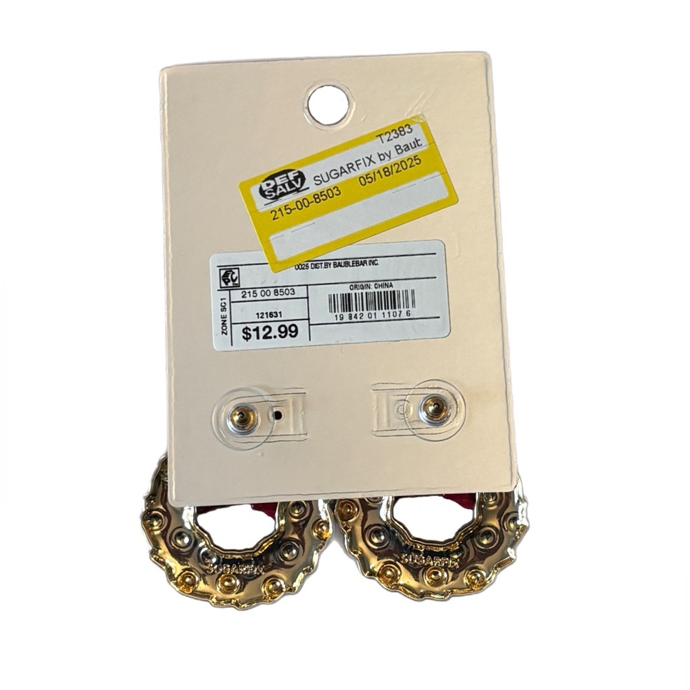 Sugarfix by BaubleBar Gold Wreath Earrings NWT Posts - Picture 4 of 4